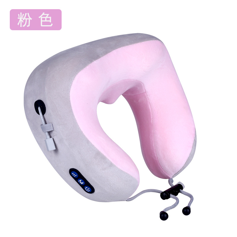 电动USB充电加热仪 记忆棉颈椎按摩器 U型按摩枕