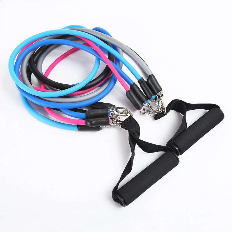 健身房肌肉训练阻力带乳胶四管脚蹬拉力器套装多用途瑜伽拉筋器