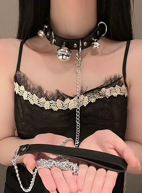 铃铛项圈女颈带链子颈圈男锁骨链颈环项链脖颈链脖圈子choker皮质