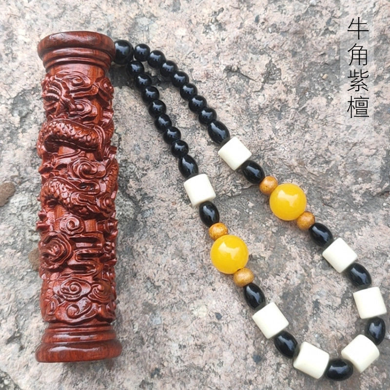 花椒木盘龙柱手把件花玩件工艺品文玩柱棍龙头手正宗棍手摆件原木