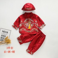 中國風(fēng)抓周宴禮服緞面男童少爺服