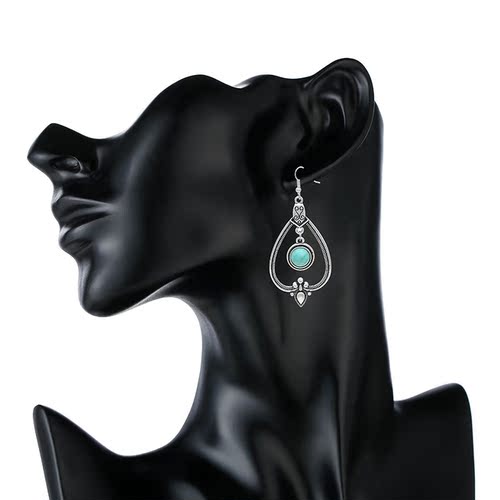 European and American cross-border court Fengshui drop hollow Turquoise Earrings retro national style personalized earrings earrings
