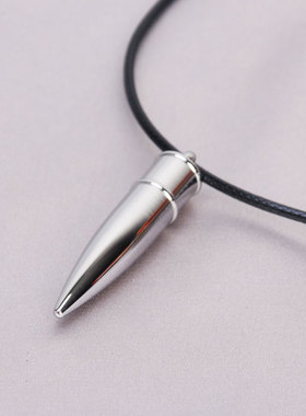 钛钢项链吊坠男 欧美街头潮饰品 香水瓶狙击子弹头设计骨灰项链