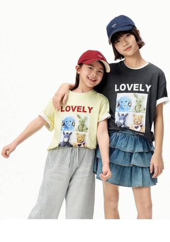 凉感速干little moco童装26秋新款男女儿童印花短袖t恤KBF3TEE019