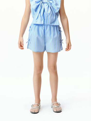 little moco童装26夏季新款女童蝴蝶结纯棉条纹短裤子 KBF2SOT003
