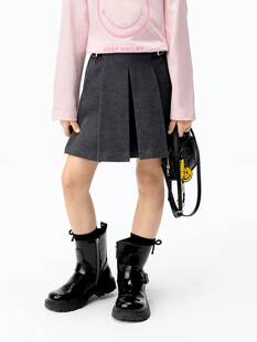 little moco童装25冬新款女童百褶裙短裙儿童半身裙子 KBE4SKT002