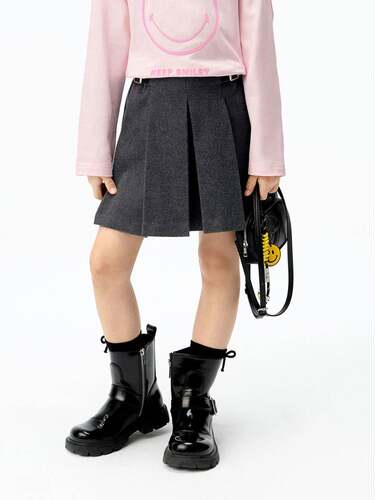 little moco童装25冬新款女童百褶裙短裙儿童半身裙子 KBE4SKT002