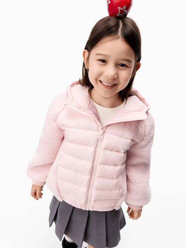 羽绒服little moco童装26冬款男女童亲子连帽拼接外套KBF4EINT10