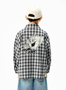 little moco 25年秋款男女童格纹纯棉衬衣休闲长袖衬衫KBE3SHT005