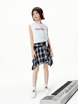 little moco童装26夏季薄款女童短款速干背心无袖上衣 KBF2VET006
