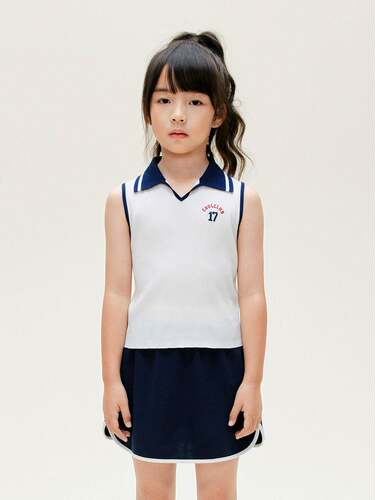 littlemoco专柜正品2026夏装新品撞色翻领女童背心上衣KBF2SWT008