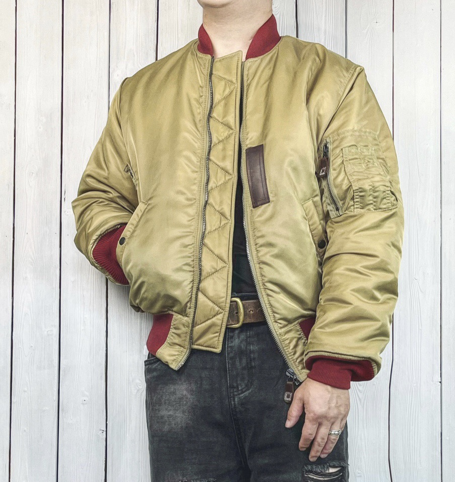 MA1纯原卡其玫红棉服撞色双面绒加厚 复古飞行员夹克灯笼版形棉衣