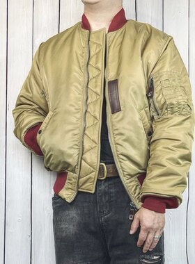 MA1纯原卡其玫红棉服撞色双面绒加厚 复古飞行员夹克灯笼版形棉衣