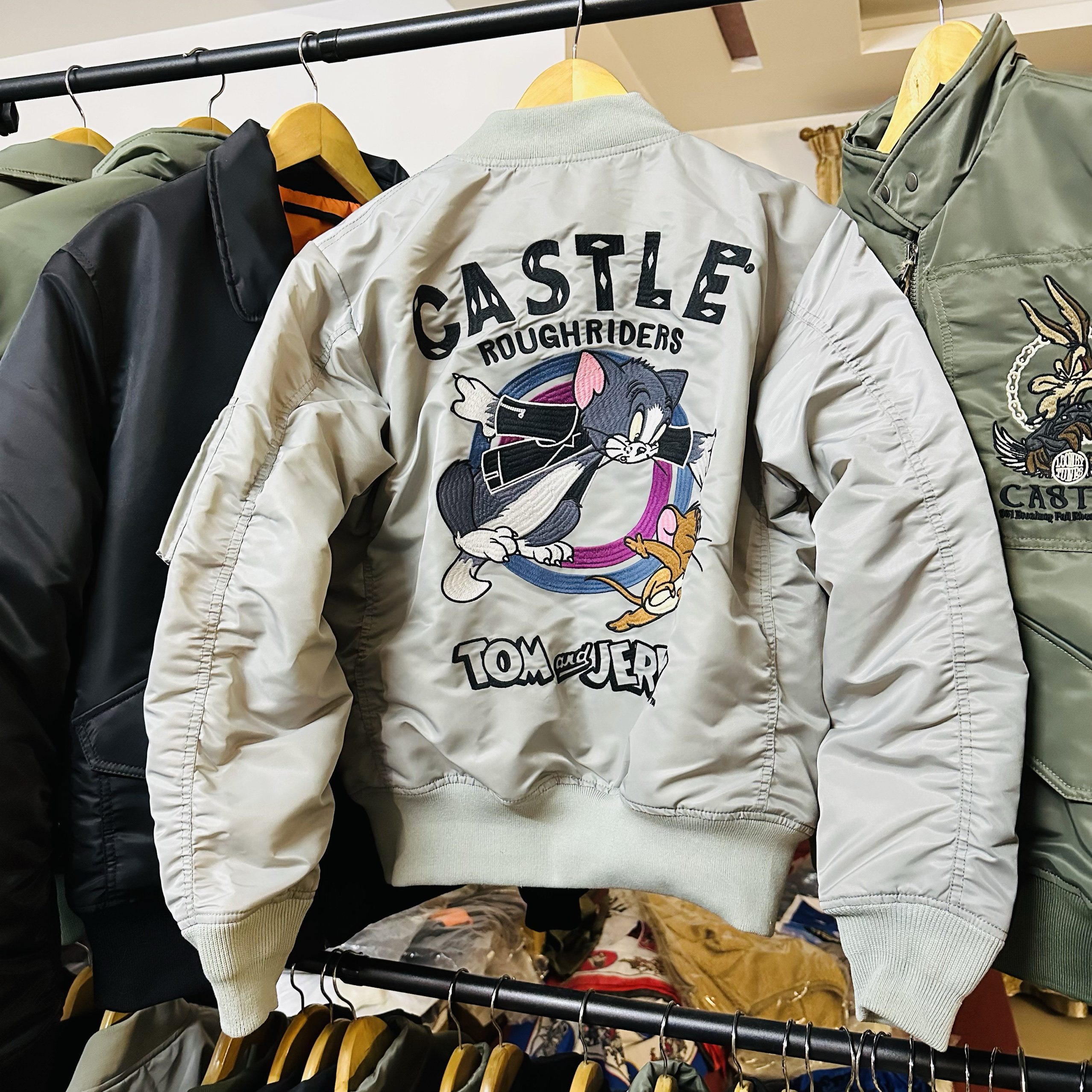 情侣款太空灰Chase猫追老鼠Ma1飞行服秋冬棉服男女刺绣棉衣夹克