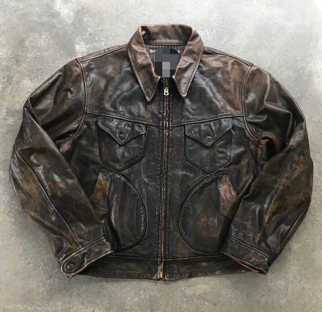 Mendoza门多萨皮衣复古皮夹克美式手工定制牛皮翻领男士leather