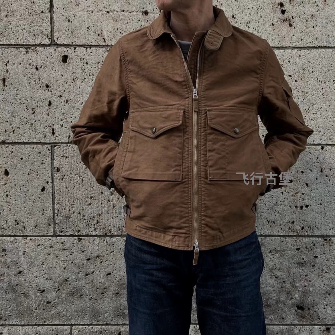 春秋单夹克日系阿美咔叽S8丛林布飞行员夹克摩托机车多袋薄外套