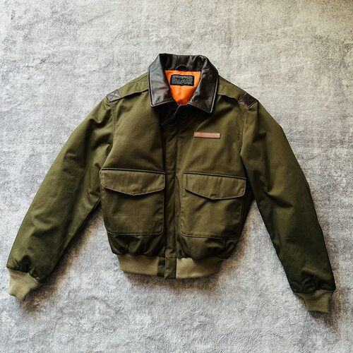 A2皮领子Flight bomber 飞行服棉夹克男士硬汉棉服皮肩膀五袋通勤