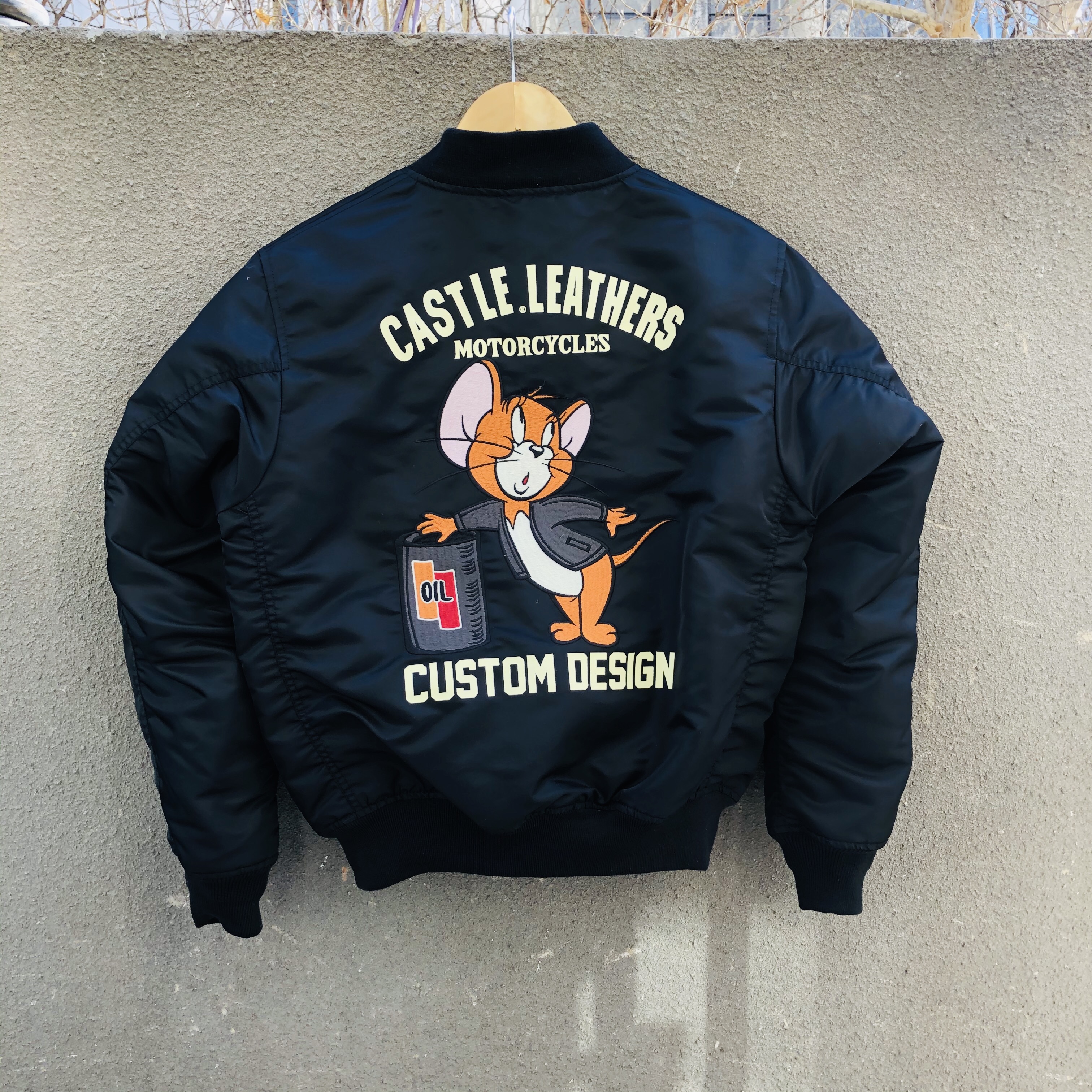 Vanson猫和老鼠飞行夹克杰瑞加油棉服飞行服刺绣3m 宇航棉填充ma1