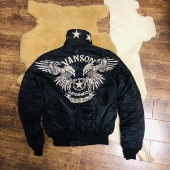 冷鹰45P刺绣飞行服夹克棉服 男女情侣日产机车防风雨翻领立领棉衣