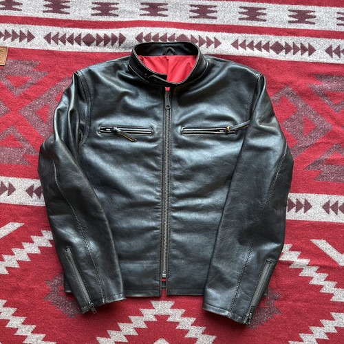 J100 Jacket复古机车皮衣 牛皮马皮定制手工皮夹克飞行古堡出品