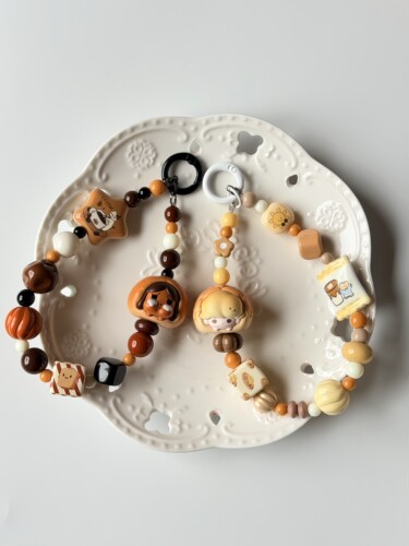 泡泡玛特正版萌粒【烤面包系列】cry baby&dimoo  diy设计手机链