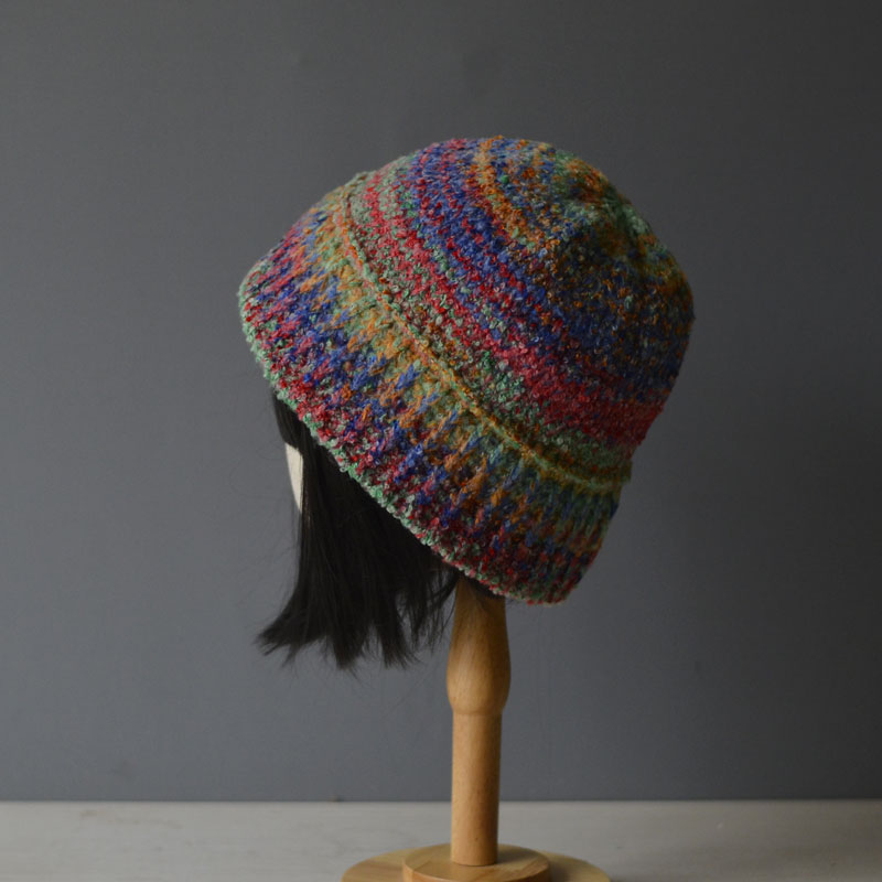 小众设计渐变彩色毛线帽女