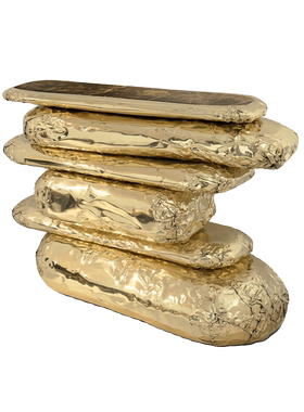 BOCADOLOBO轻奢高端玄关台别墅走廊入户不规则奢华黄铜艺术端景台