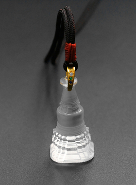 财神老舅 琉璃佛塔随身吊坠藏传舍利塔挂件项链高46mm微镶扣链绳