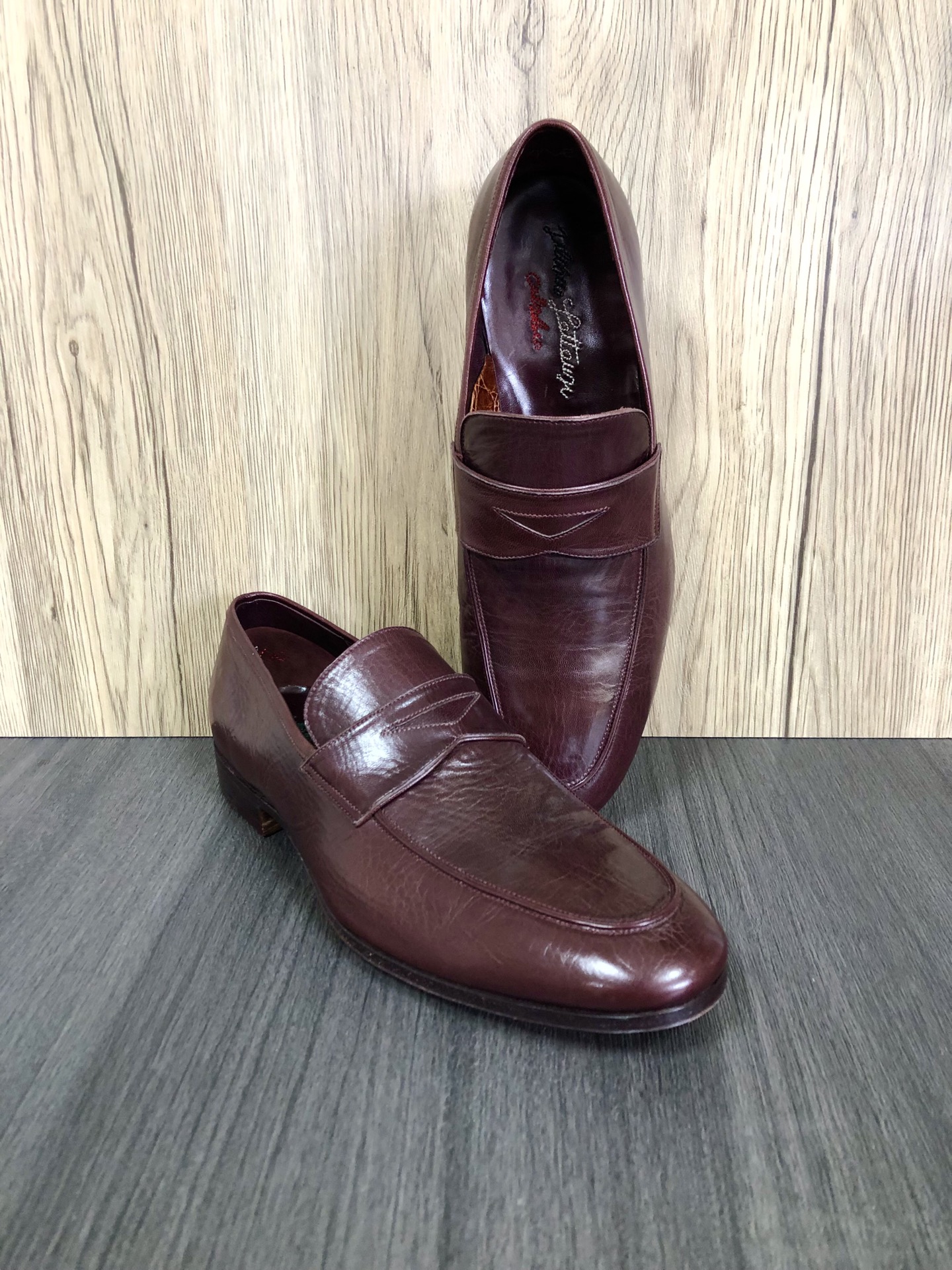 朗丹泽男士红棕色乐福鞋一脚蹬