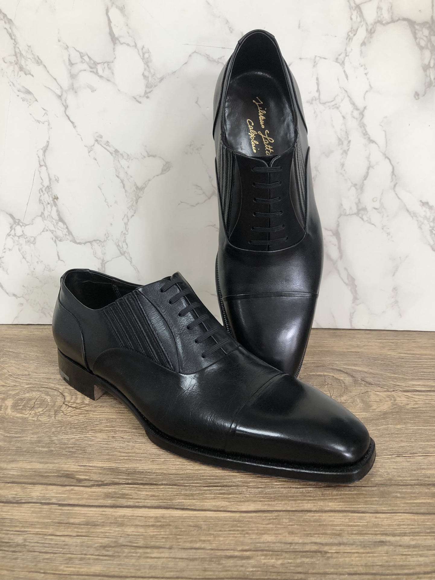 朗丹泽男士黑色松紧口牛津鞋