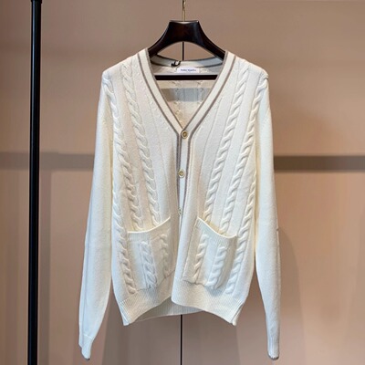 米白色羊绒针织开衫100%羊绒