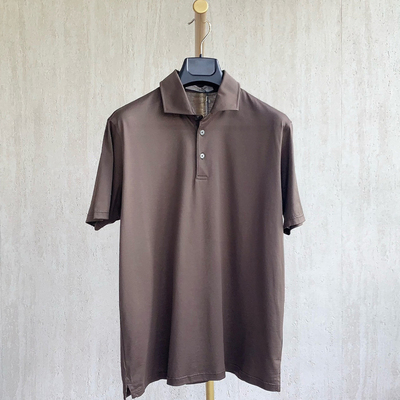 聚鹏名品Andre Maurice 咖色纯棉短袖Polo男士100%棉意大利休闲风