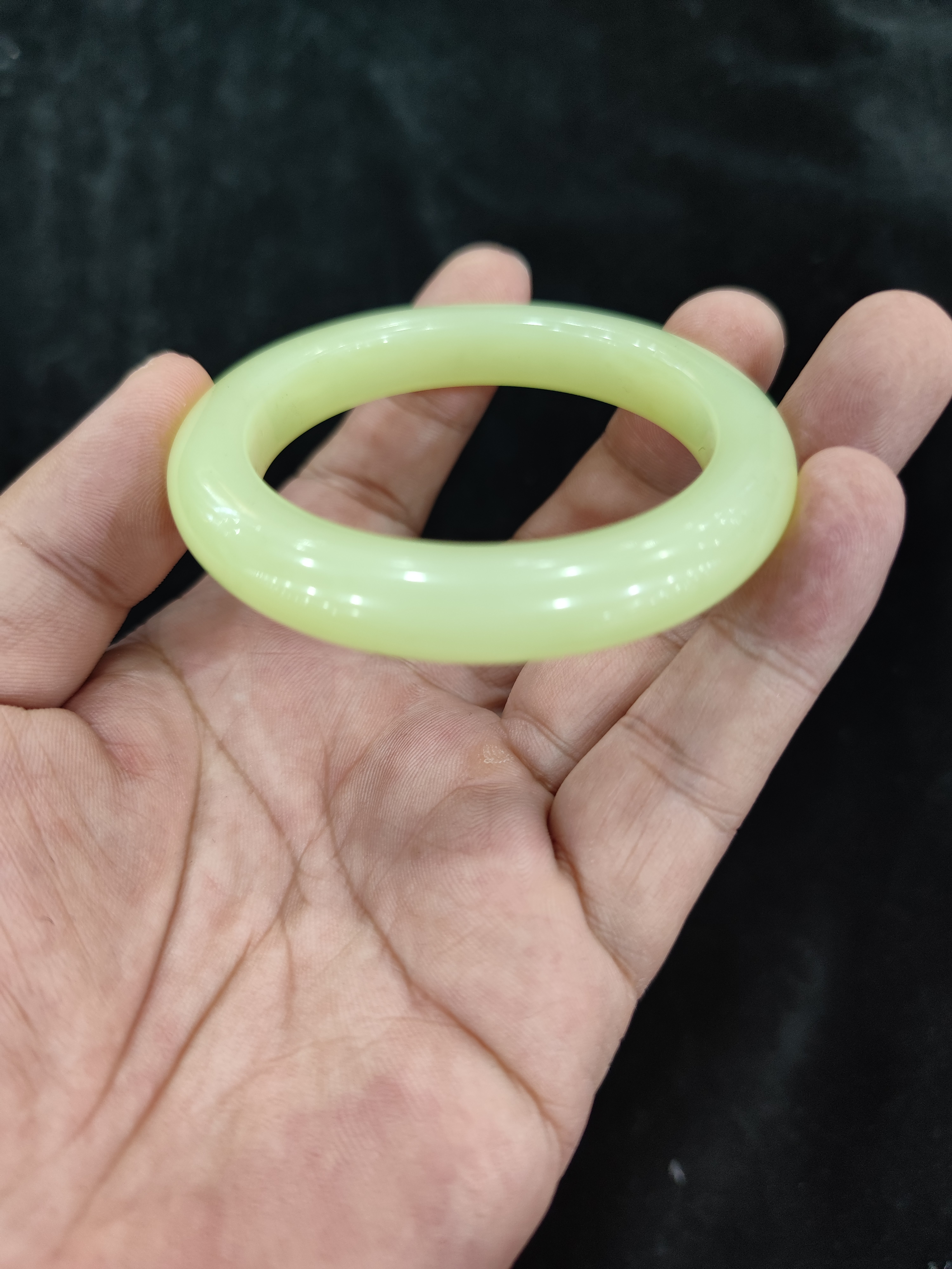 和田黄玉手镯若羌黄口料手镯手镯白黄色无裂无纹55圈口