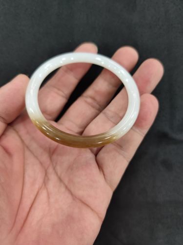 天然和田玉糖白玉手镯 58mm糖羊脂白玉糖白玉细条手镯中细条手镯