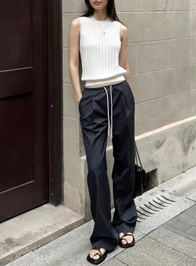 SP 抽绳尼龙空气感松弛休闲长裤 AOOUIU小众设计女装裤子