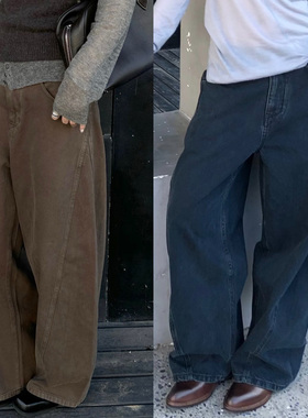 RP潮牌小众款土耳其进口棉两侧插片立体设计廓形牛仔裤25秋冬新品