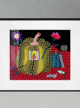 AOCA 草间弥生版画 日本艺术画日式抽象装饰画卧室挂画 南瓜女孩