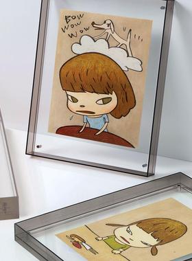 AOCA 桌面装饰画奈良美智版画 床头柜摆台小画艺术家挂画亚克力框