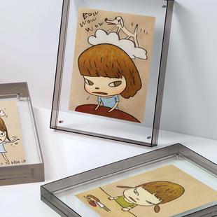 AOCA 桌面装饰画奈良美智版画 床头柜摆台小画艺术家挂画亚克力框