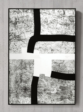 AOCA北欧极简装饰画侘寂风黑白抽象画现代简约客厅玄关挂画制图法