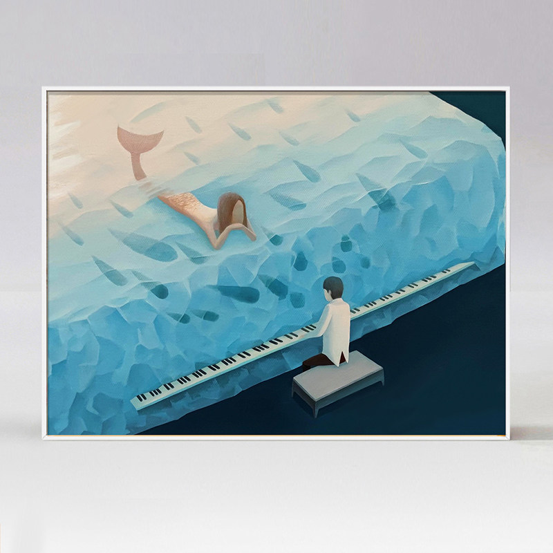 艺术家版画现代抽象人物油画装饰画卧室挂画床头画水边的阿狄丽娜