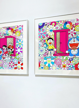 AOCA 机器猫版画村上隆哆啦a梦挂画日本卡通装饰画 时光机/任意门