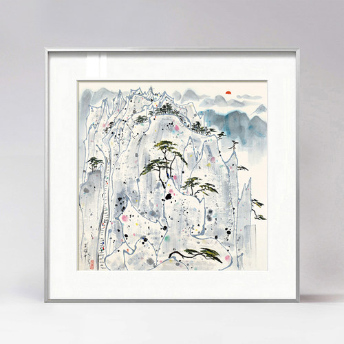 版画吴冠中装饰画新中式餐厅挂画