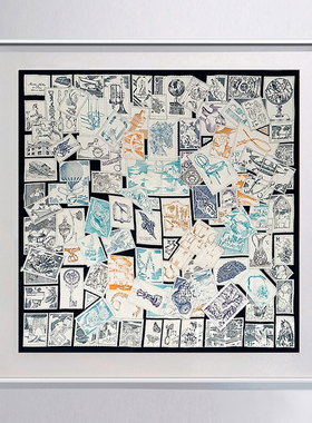 AOCA艺术 轻奢法式斜纹真丝巾装饰画卧室书房挂画文艺墙画 集邮者
