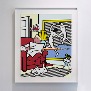 Roy Lichtenstein版画波普风装饰画文艺小画挂画阅读中的丁丁