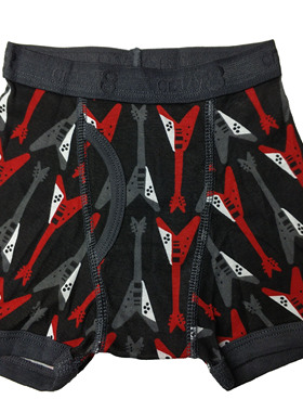 哟呼！crazy8 1-8岁男童瘦款黑色电吉他全棉平脚内裤平角短裤