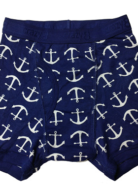 哟呼！crazy8 1-6岁男童瘦款蓝色船锚全棉平脚内裤平角短裤