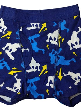 哟呼！crazy8 1-6岁男童瘦款蓝色滑板人全棉平脚内裤平角短裤