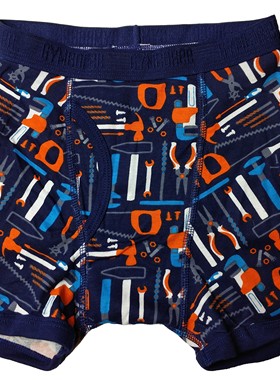 哟呼！crazy8 4-6岁男童瘦款蓝色工具全棉平脚内裤平角短裤