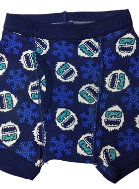 哟呼！crazy8 1-3岁男童瘦款蓝色怪脸全棉平脚内裤平角短裤